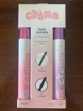 The Crème Shop Lash Serum Black Mascara Duo + Biotin Growth Serum, New #korean